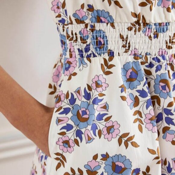 Boden Smocked Waist Mini Dress in Multi/Wildflower Prairie - size 8P - Picture 3 of 16